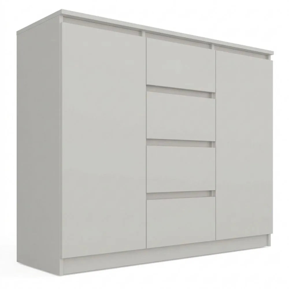 Schmale Kommode mit Schubladen und Türen, 97 cm Höhe