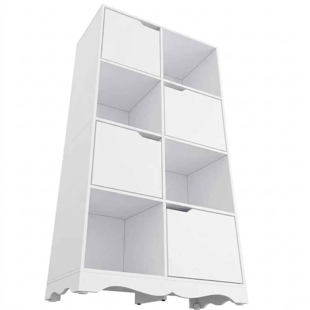 Vielseitiges Bücherregal mit 4 Türen und 8 Fächern, ideal für Büro, Schlafzimmer und Wohnzimmer