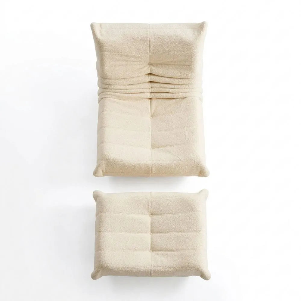 Verstellbarer Relaxsessel mit Rückenlehne und Fußstütze, Klappbarer Sitz für Wohnzimmer und Schlafzimmer, Beige