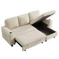 Eckschlafsofa mit Schlaffunktion und Stauraum, Cord-Bezug, L-förmig mit Chaiselongue, Beige