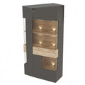 Vitrine mit Glastür aus Holzwerkstoff in Grau und Eiche