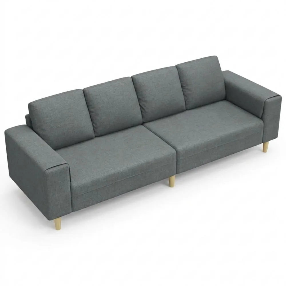 Bequemes 3-Sitzer Wohnzimmer Sofa mit Kissen - Dunkelgrau