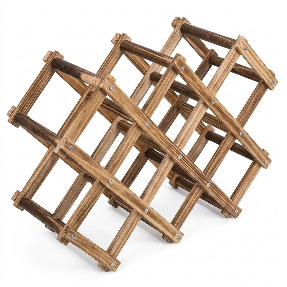Kompaktes Teleskop-Weinregal aus Holz für optimale Lagerung